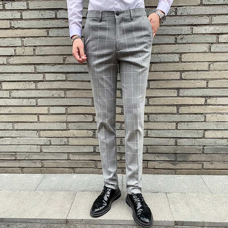 3-teiliger Slim Fit-Anzug für Herren mit Karomuster, formeller Business-Smoking, Blazer + Weste + Hose | 812