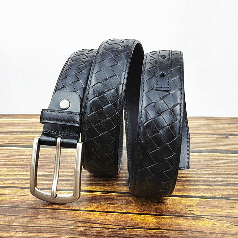Echter geflochtener Gürtel aus Top-Grain-Leder für Herren, 1 3/8" Breite | NH0005