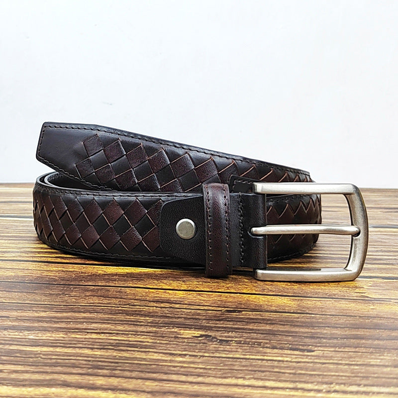 Echter geflochtener Gürtel aus Top-Grain-Leder für Herren, 1 3/8" Breite | NH0005