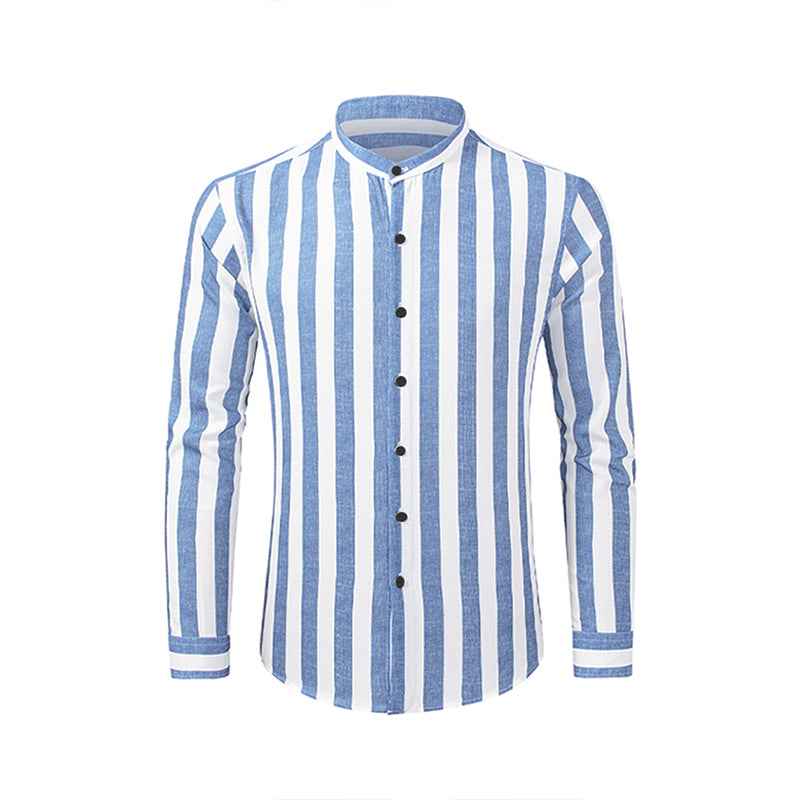 Lässige Langarm-Button-Down-Hemden für Herren mit Streifen | MC255371