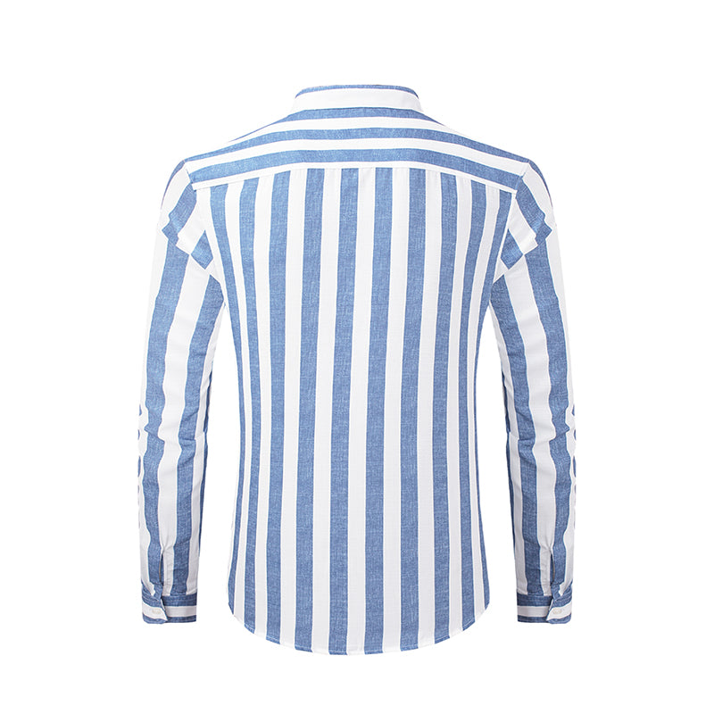 Lässige Langarm-Button-Down-Hemden für Herren mit Streifen | MC255371