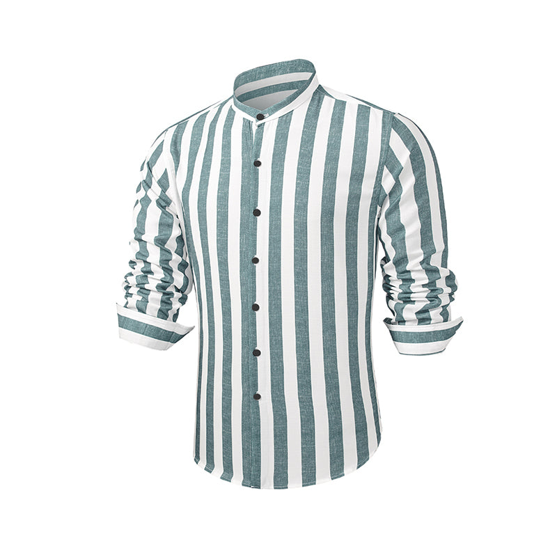 Lässige Langarm-Button-Down-Hemden für Herren mit Streifen | MC255371