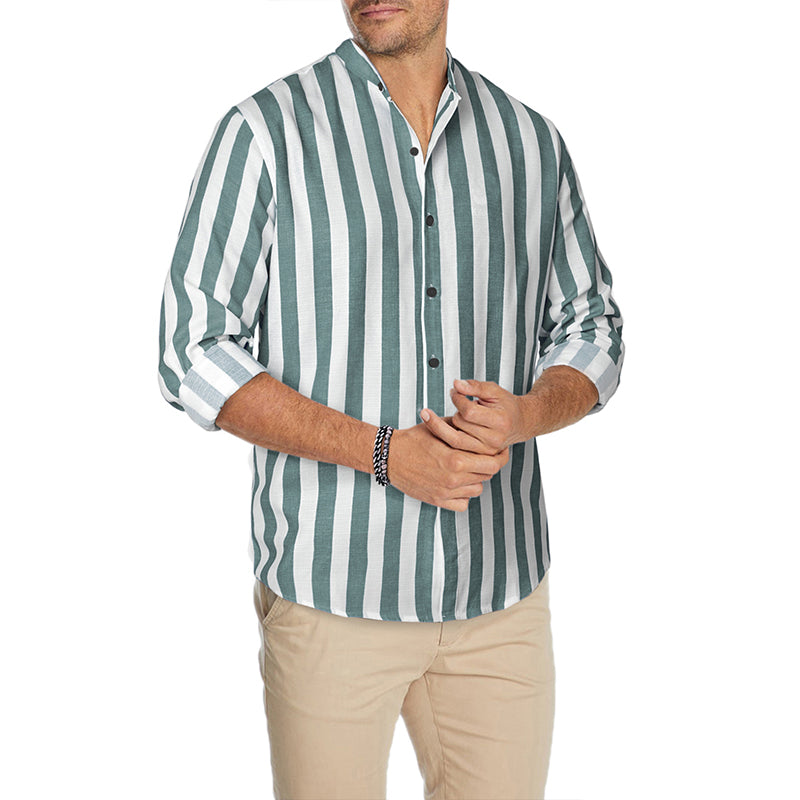 Lässige Langarm-Button-Down-Hemden für Herren mit Streifen | MC255371
