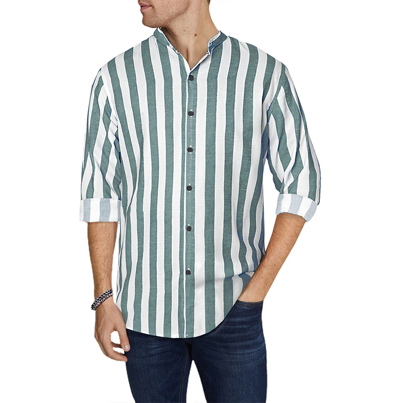 Lässige Langarm-Button-Down-Hemden für Herren mit Streifen | MC255371