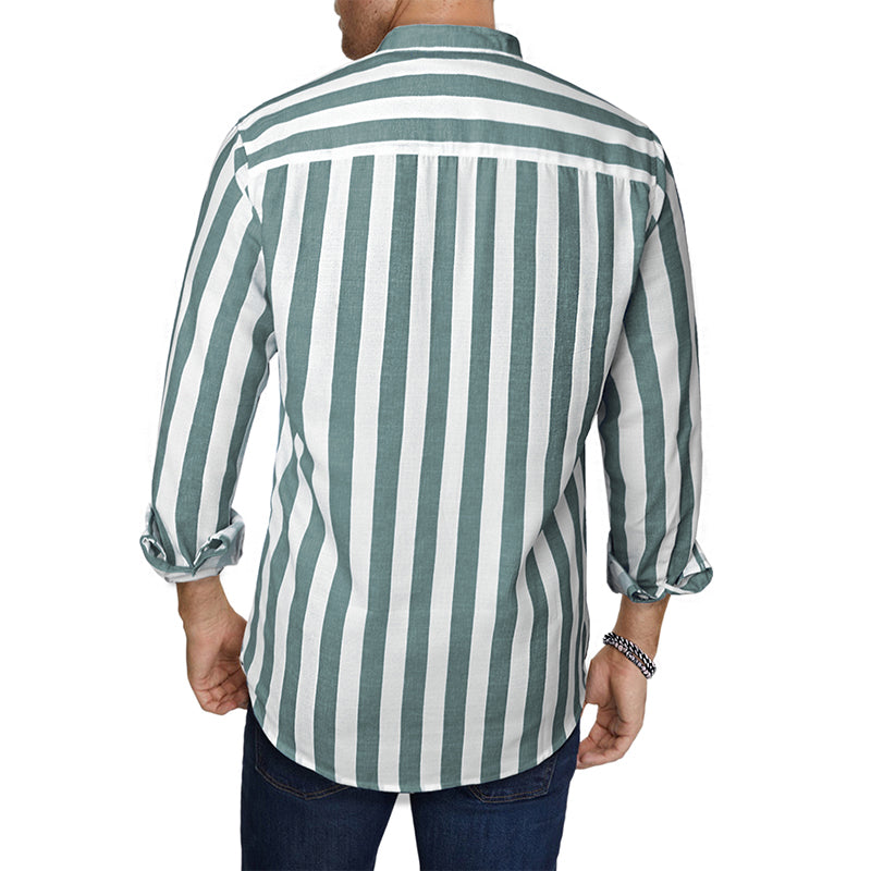 Lässige Langarm-Button-Down-Hemden für Herren mit Streifen | MC255371
