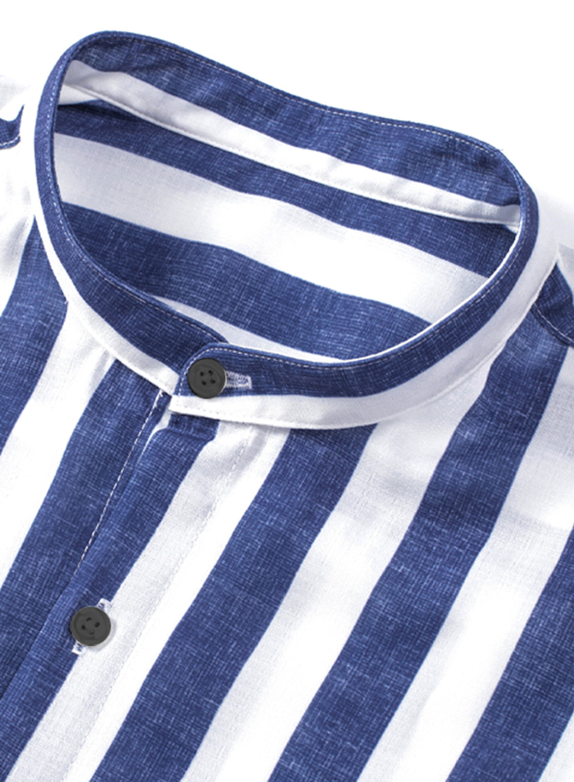 Herren Button-Down-Langarmhemden Modisches Baumwoll-Leinen-Streifen-Freizeit-Strandhemd | MC255371-7019