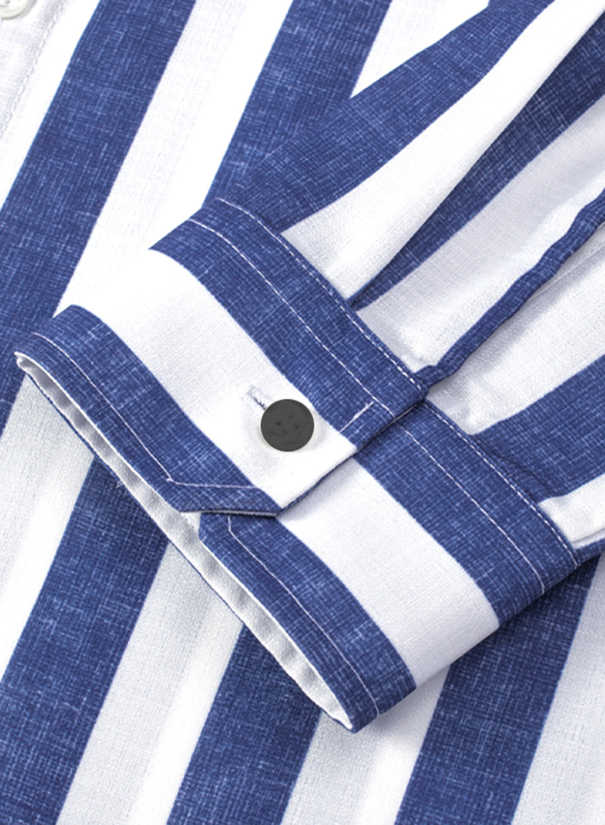 Herren Button-Down-Langarmhemden Modisches Baumwoll-Leinen-Streifen-Freizeit-Strandhemd | MC255371-7019