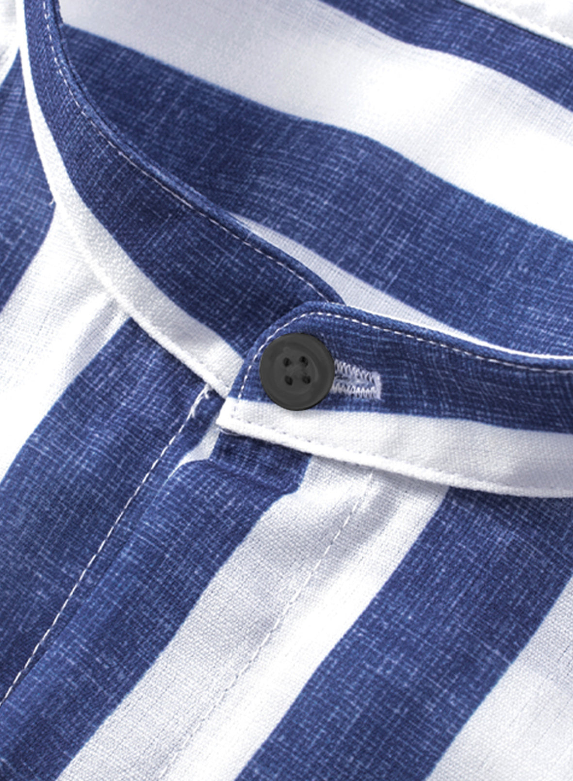 Herren Button-Down-Langarmhemden Modisches Baumwoll-Leinen-Streifen-Freizeit-Strandhemd | MC255371-7019