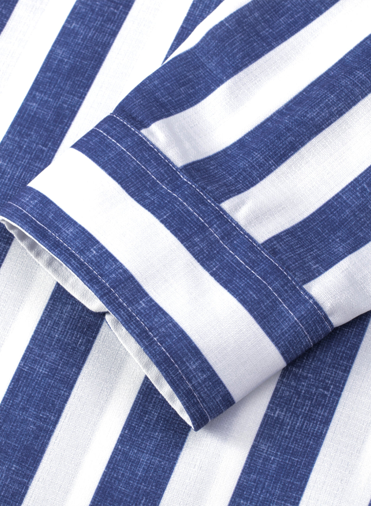 Herren Button-Down-Langarmhemden Modisches Baumwoll-Leinen-Streifen-Freizeit-Strandhemd | MC255371-7019