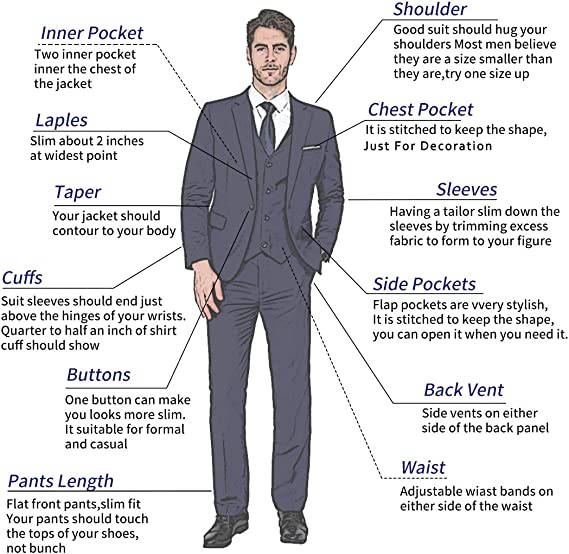 Posh Herren 3-teiliger Anzug Smart Fit Ein-Knopf-Smoking-Set Hochzeits- und Partykleid | 96031-A418
