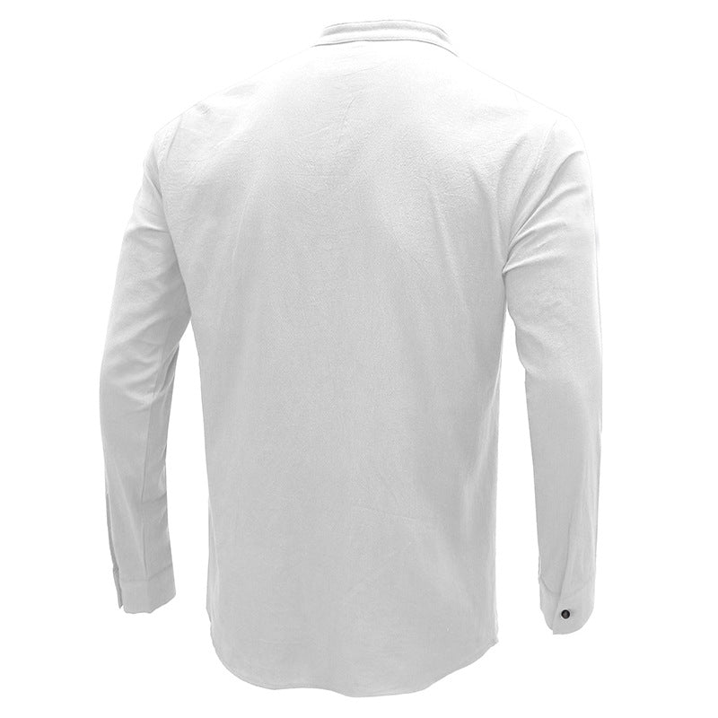 Herren Freizeitbluse Flex Henley Langarm-T-Shirts mit Tasche Lockere Oberteile | 220505