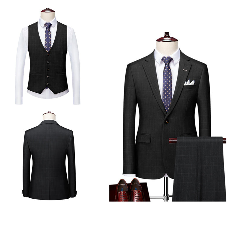 Posh Herren 3-teiliger Anzug Smart Fit Ein-Knopf-Smoking-Set Hochzeits- und Partykleid | 96031-A418