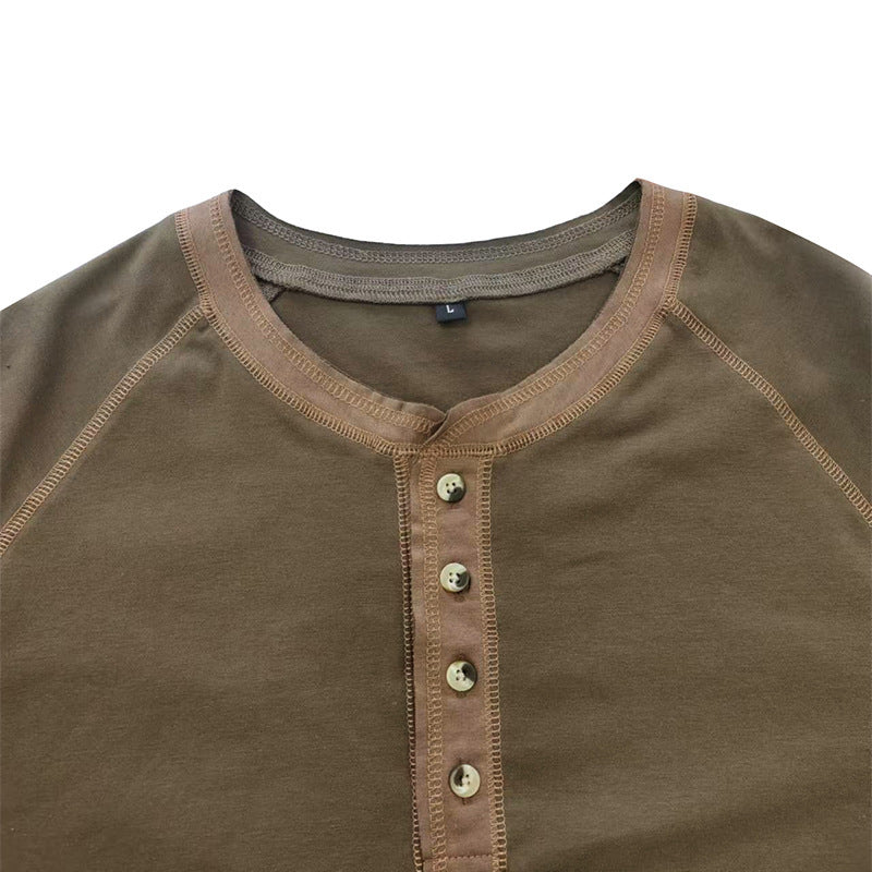 Herrenhemd, langärmeliges, leichtes Henley-T-Shirt aus Baumwolle | 2237