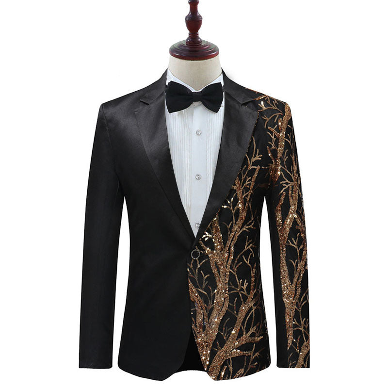 Herren Partyanzugjacke 1 Knopf Pailletten Prom Smoking Slim Fit Mantel | A101
