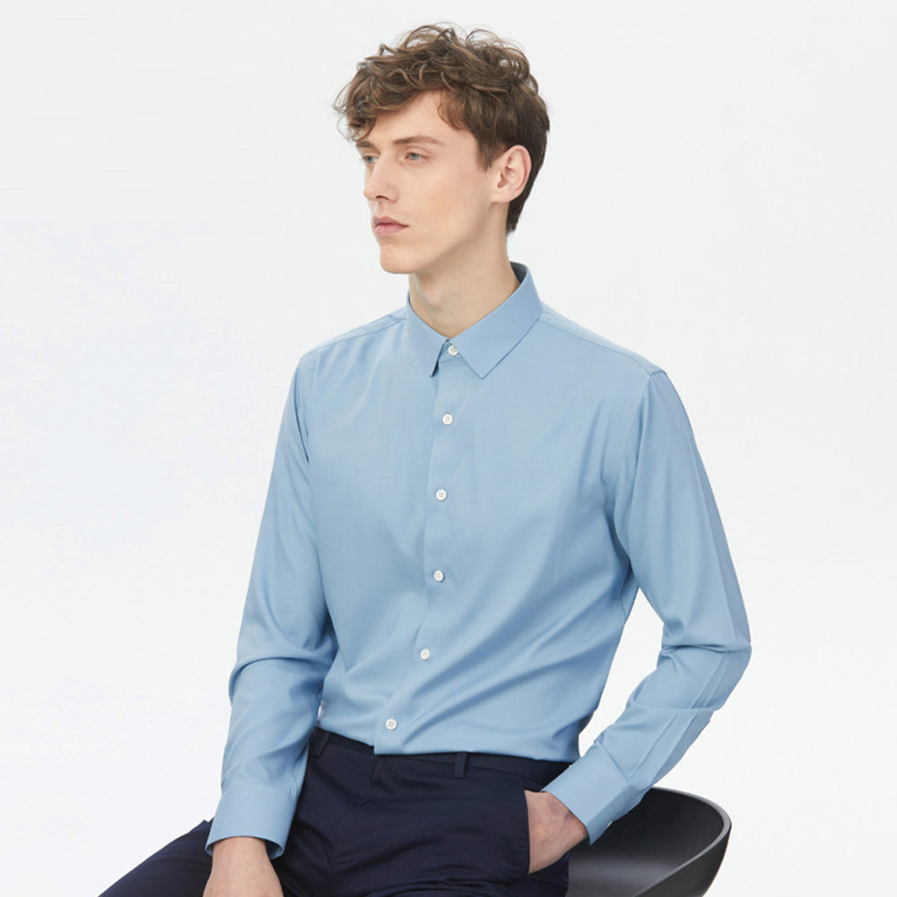 Herren Frühling Sommer Business Knitterfreie Einfarbige Maulbeerseidenhemden | SC-2210