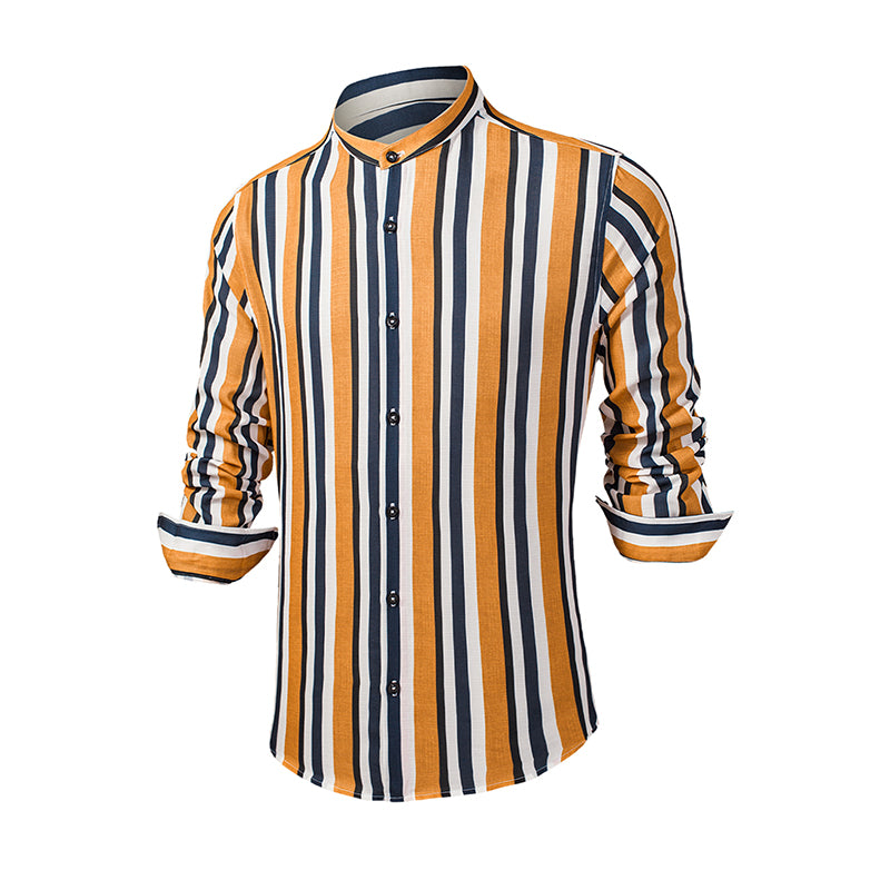 Lässige Langarm-Button-Down-Hemden für Herren mit Streifen | MC255371