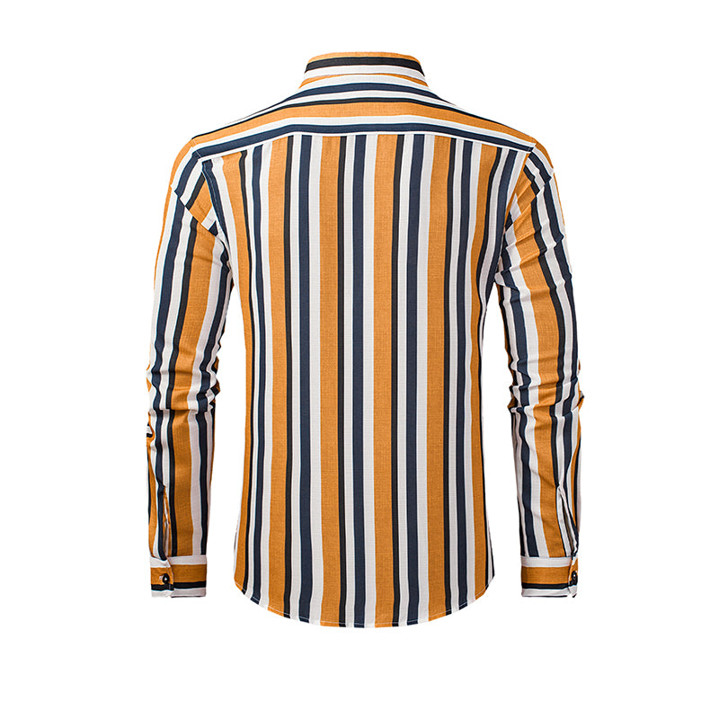 Lässige Langarm-Button-Down-Hemden für Herren mit Streifen | MC255371