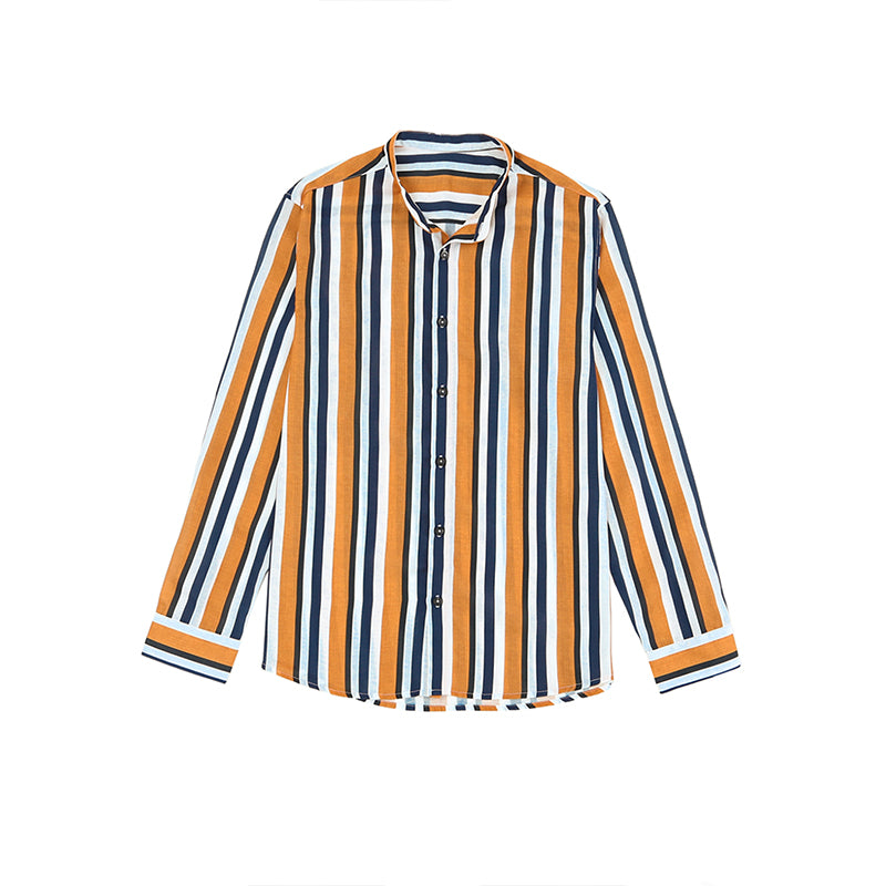 Lässige Langarm-Button-Down-Hemden für Herren mit Streifen | MC255371