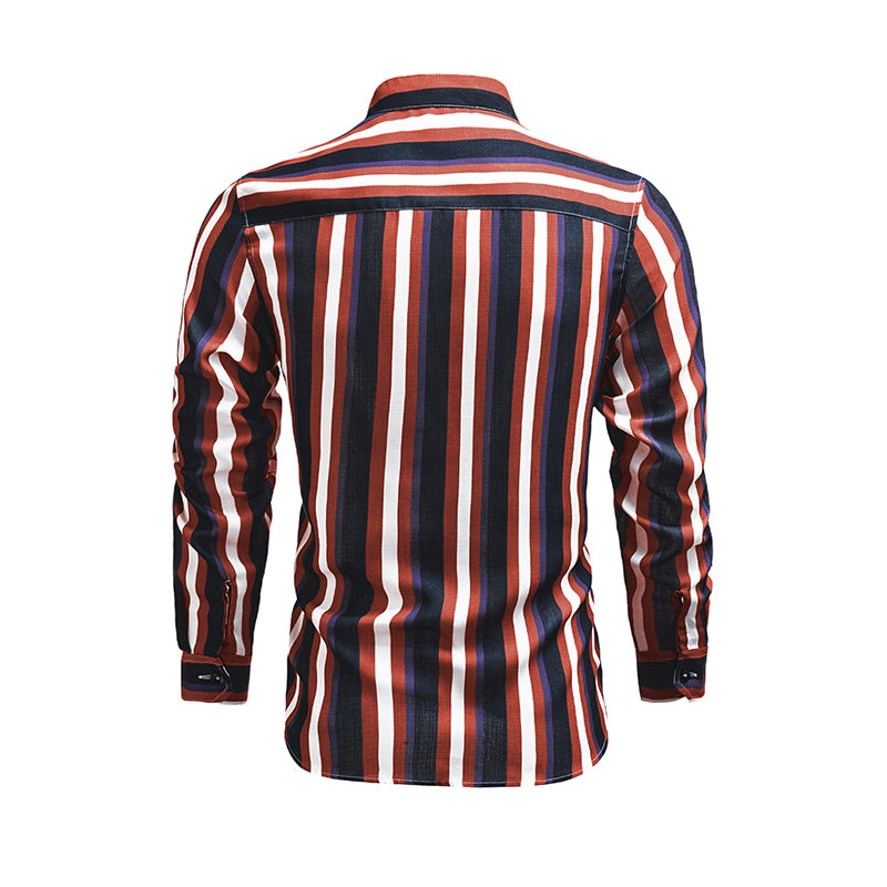 Lässige Langarm-Button-Down-Hemden für Herren mit Streifen | MC255371