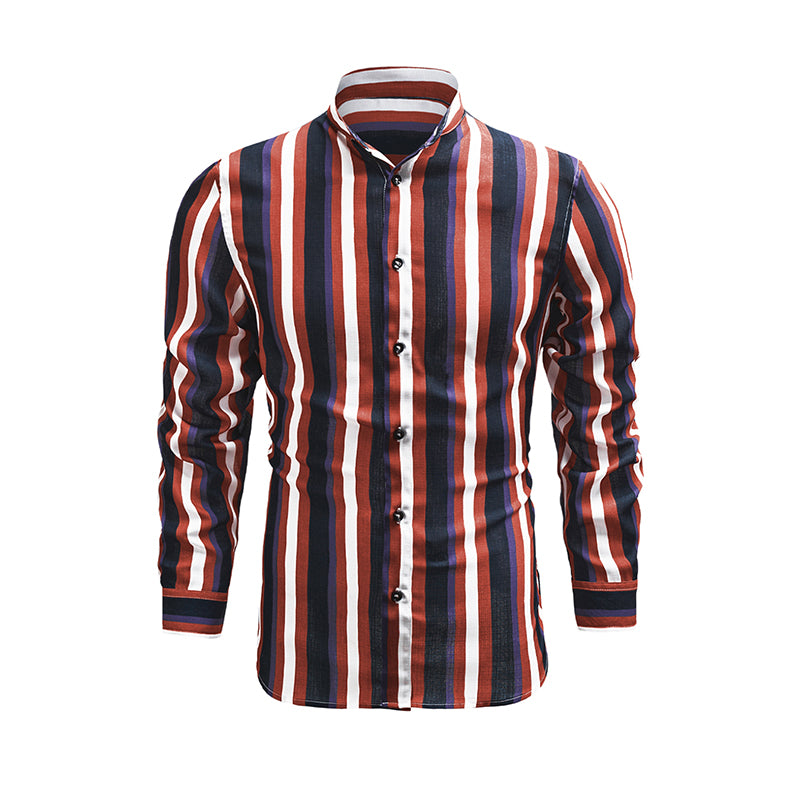 Lässige Langarm-Button-Down-Hemden für Herren mit Streifen | MC255371