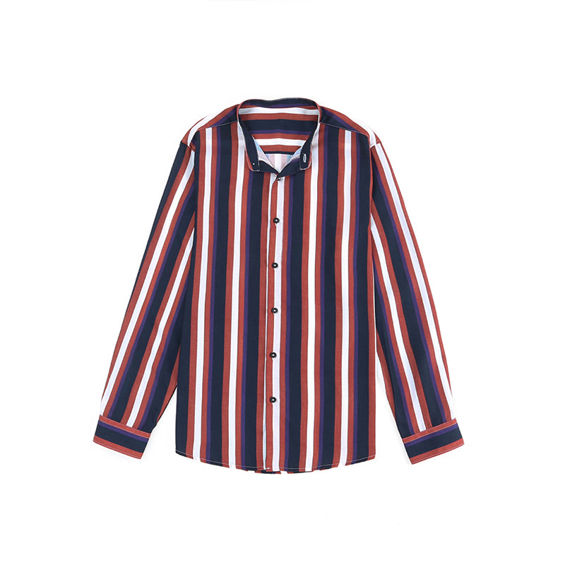 Lässige Langarm-Button-Down-Hemden für Herren mit Streifen | MC255371