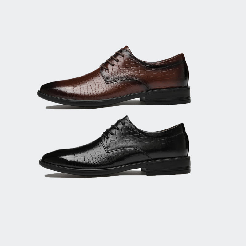 Exotische Herren Oxford-Schuhe aus echtem Leder mit Krokodilmuster-x2108