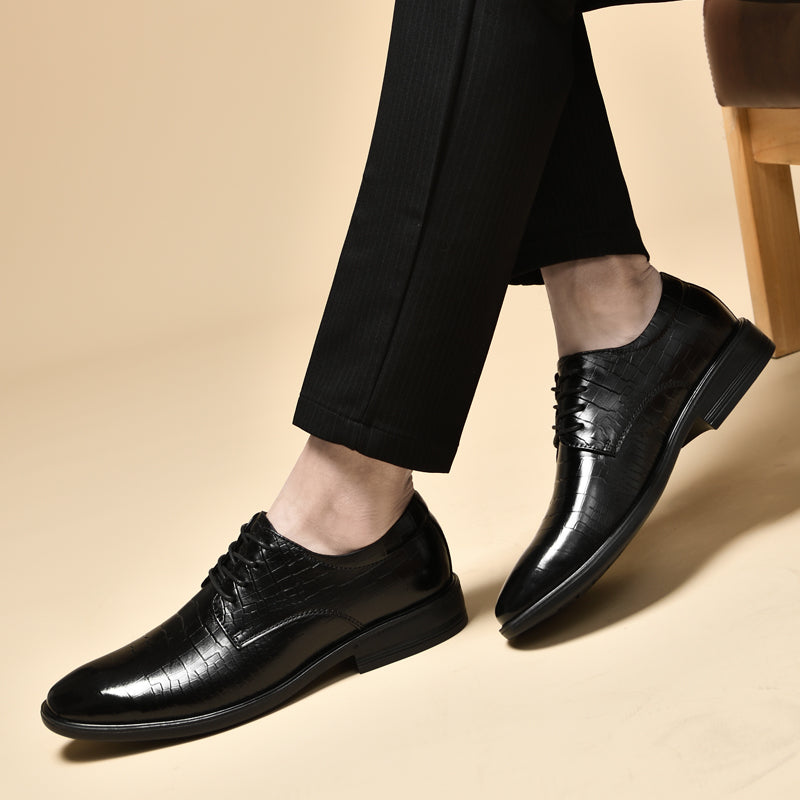 Exotische Herren Oxford-Schuhe aus echtem Leder mit Krokodilmuster-x2108