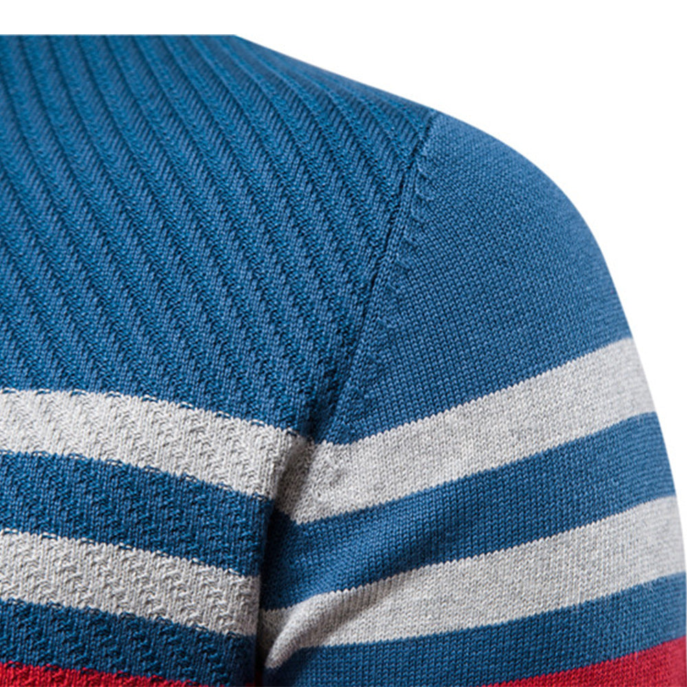 Herrenpullover Rundhalsausschnitt Warme Baumwolle Klassischer Pullover Gestreift -Y183