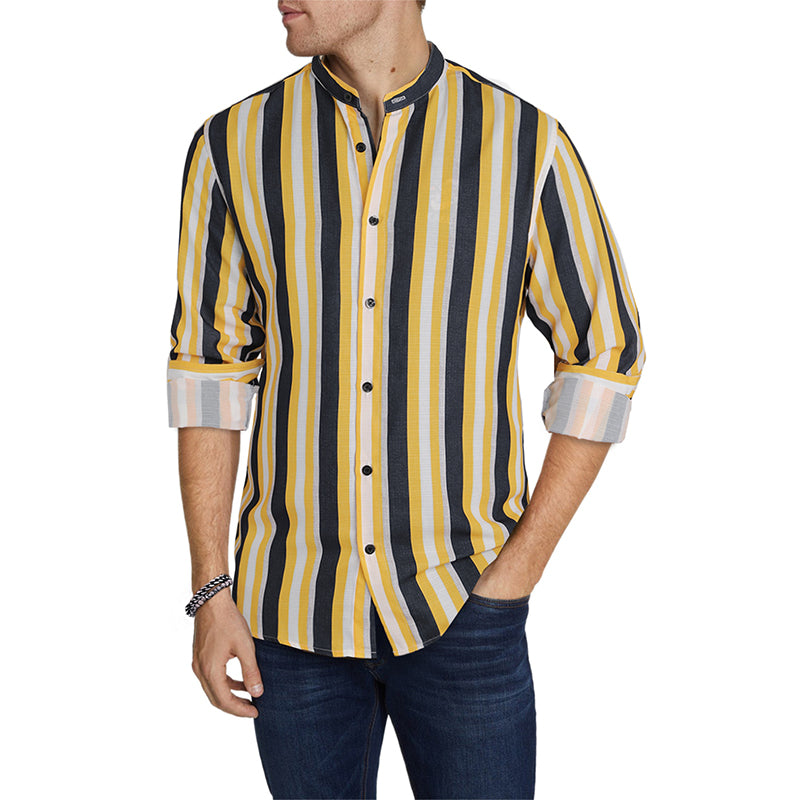 Lässige Langarm-Button-Down-Hemden für Herren mit Streifen | MC255371