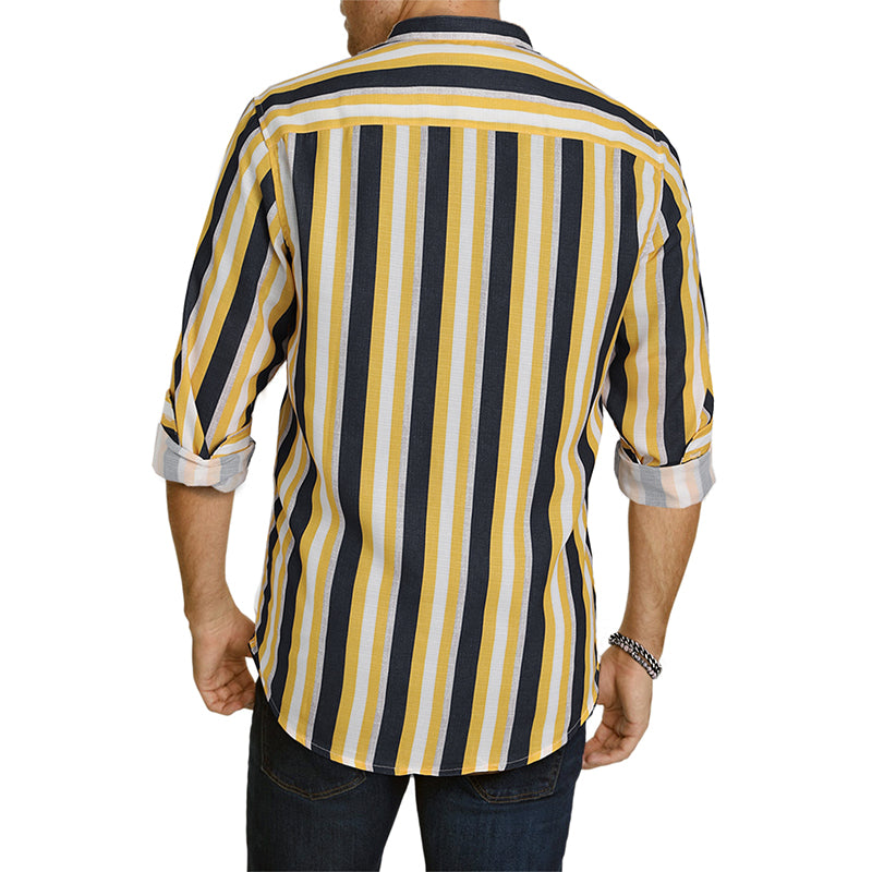 Lässige Langarm-Button-Down-Hemden für Herren mit Streifen | MC255371