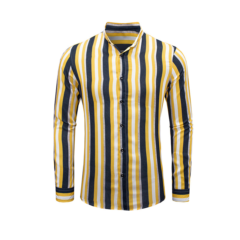 Lässige Langarm-Button-Down-Hemden für Herren mit Streifen | MC255371