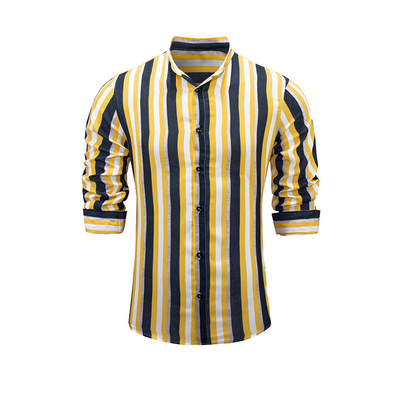 Lässige Langarm-Button-Down-Hemden für Herren mit Streifen | MC255371