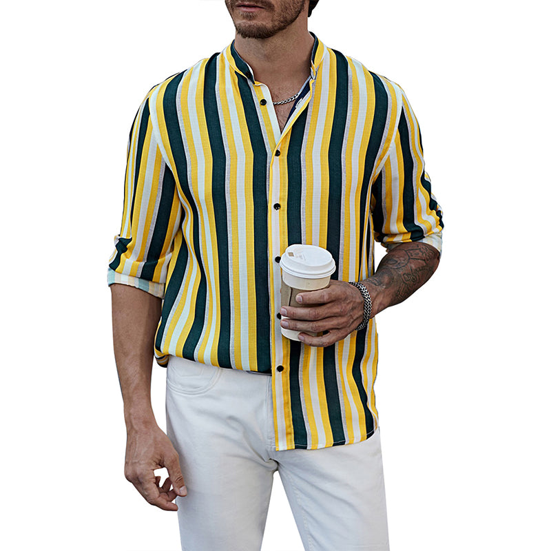 Lässige Langarm-Button-Down-Hemden für Herren mit Streifen | MC255371