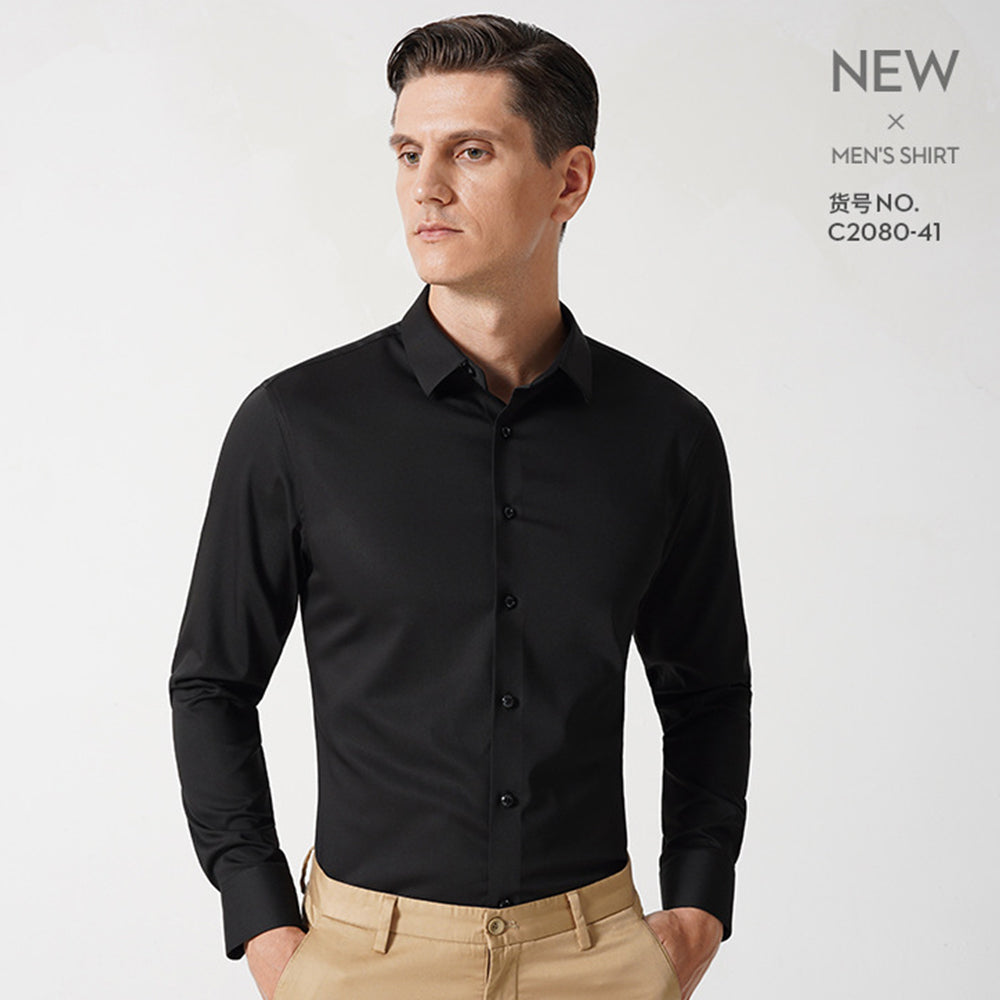 Modal Herrenhemden Solid Langarm Stretch Formelles Hemd | C2080