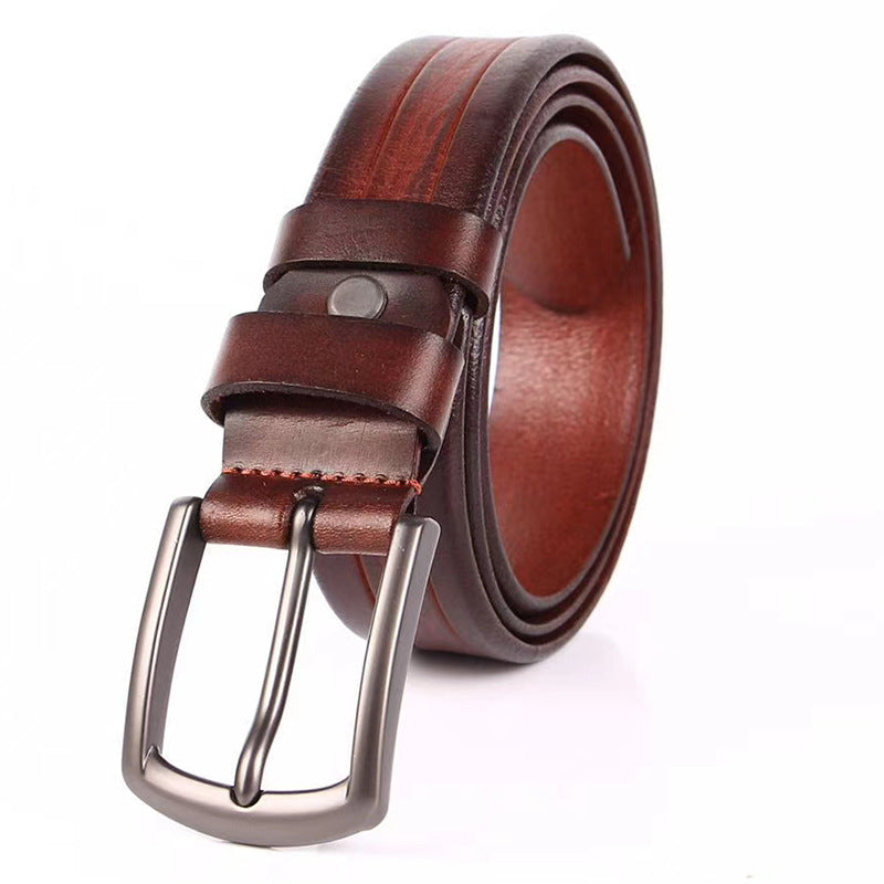 Herren-Ledergürtel, 100 % Vollnarbenleder, massiver Echtledergürtel, 3,3 cm Breite | N8100