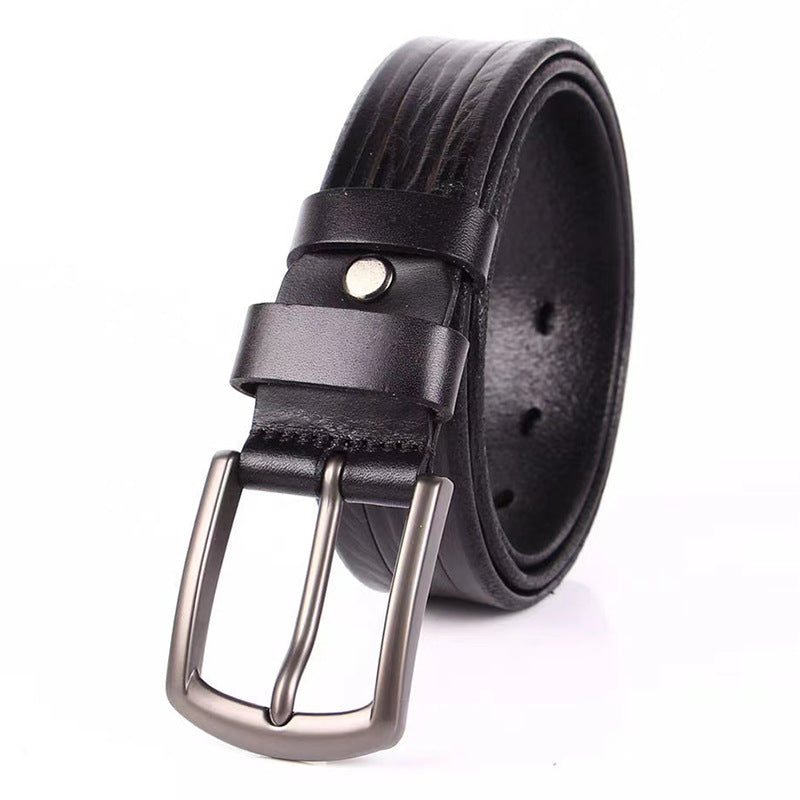 Herren-Ledergürtel, 100 % Vollnarbenleder, massiver Echtledergürtel, 3,3 cm Breite | N8100