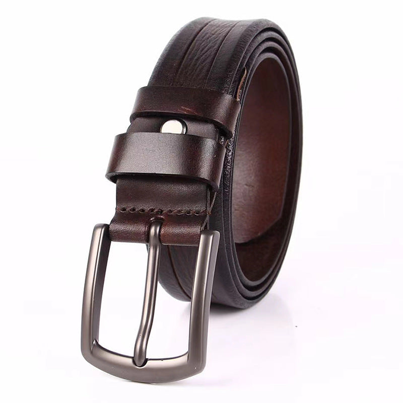 Herren-Ledergürtel, 100 % Vollnarbenleder, massiver Echtledergürtel, 3,3 cm Breite | N8100