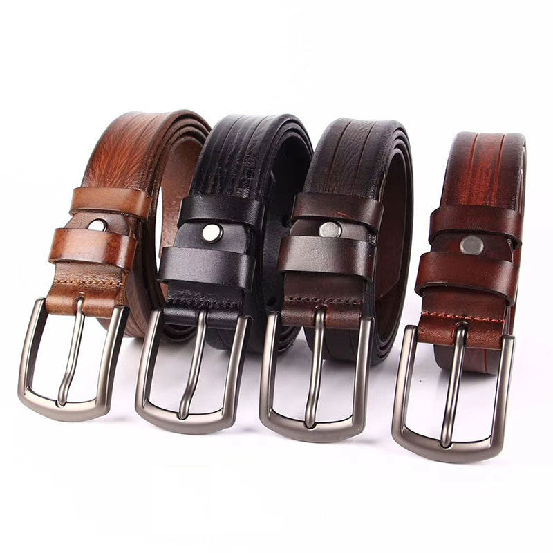 Herren-Ledergürtel, 100 % Vollnarbenleder, massiver Echtledergürtel, 3,3 cm Breite | N8100