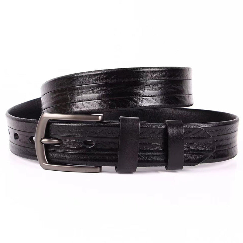 Herren-Ledergürtel, 100 % Vollnarbenleder, massiver Echtledergürtel, 3,3 cm Breite | N8100