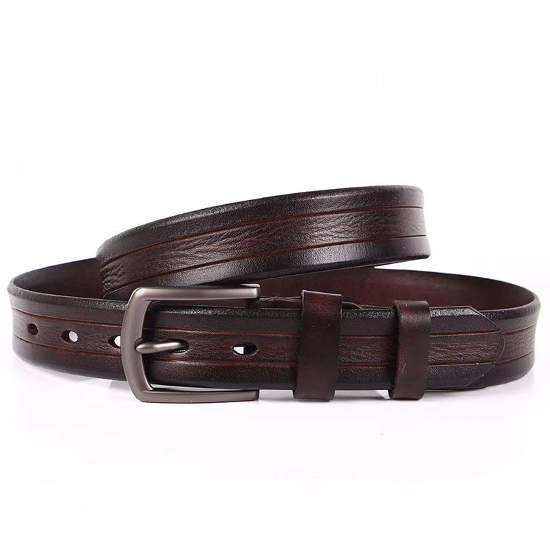 Herren-Ledergürtel, 100 % Vollnarbenleder, massiver Echtledergürtel, 3,3 cm Breite | N8100