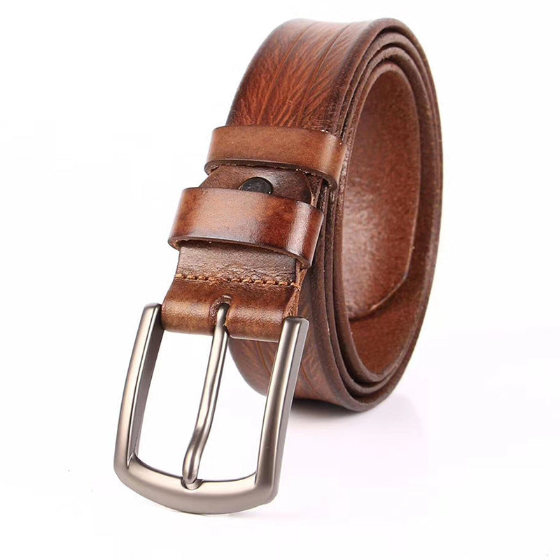 Herren-Ledergürtel, 100 % Vollnarbenleder, massiver Echtledergürtel, 3,3 cm Breite | N8100