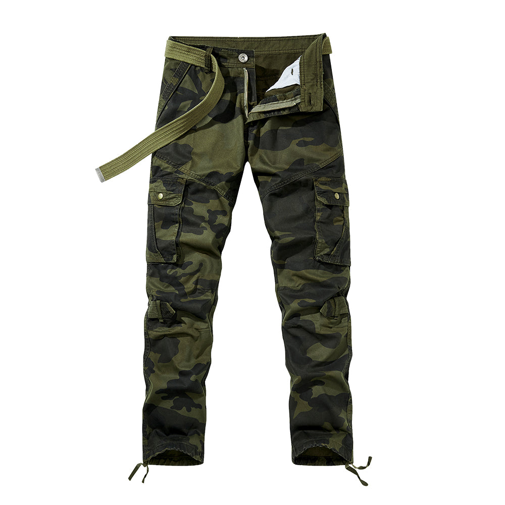 Armeegrüne Cargohose für Herren mit entspannter Passform und mehreren Taschen, Militär-Camouflage, Kampf- und Arbeitshose | 1206