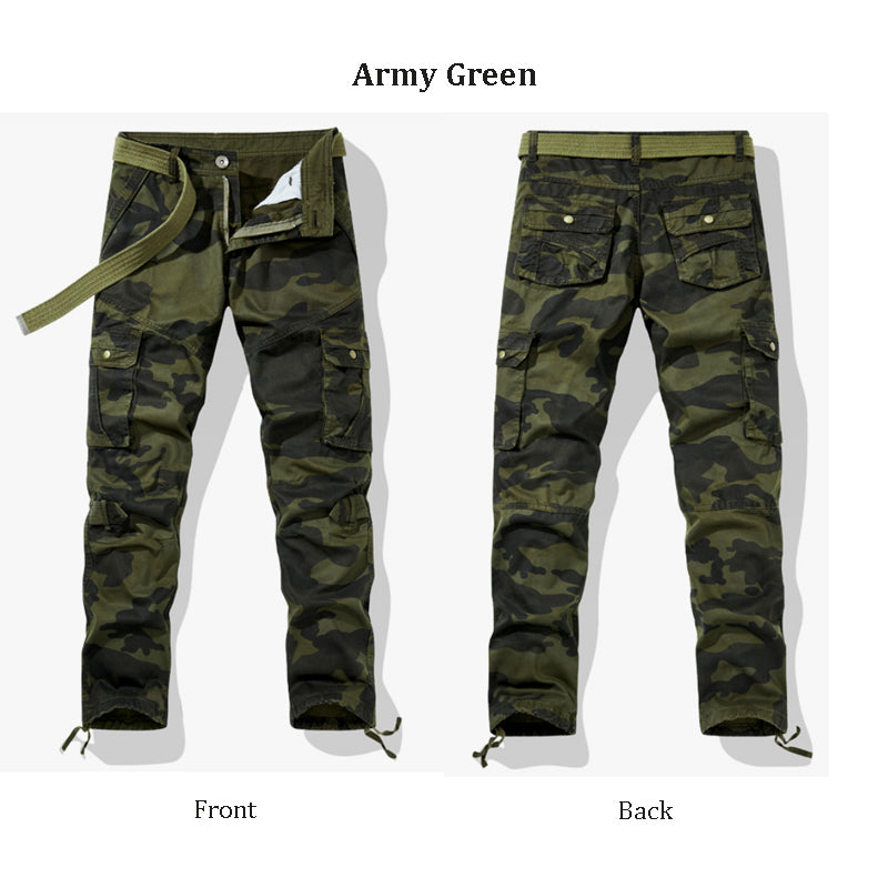 Armeegrüne Cargohose für Herren mit entspannter Passform und mehreren Taschen, Militär-Camouflage, Kampf- und Arbeitshose | 1206