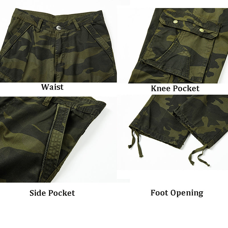 Armeegrüne Cargohose für Herren mit entspannter Passform und mehreren Taschen, Militär-Camouflage, Kampf- und Arbeitshose | 1206