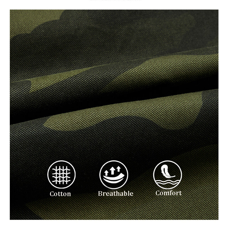 Armeegrüne Cargohose für Herren mit entspannter Passform und mehreren Taschen, Militär-Camouflage, Kampf- und Arbeitshose | 1206