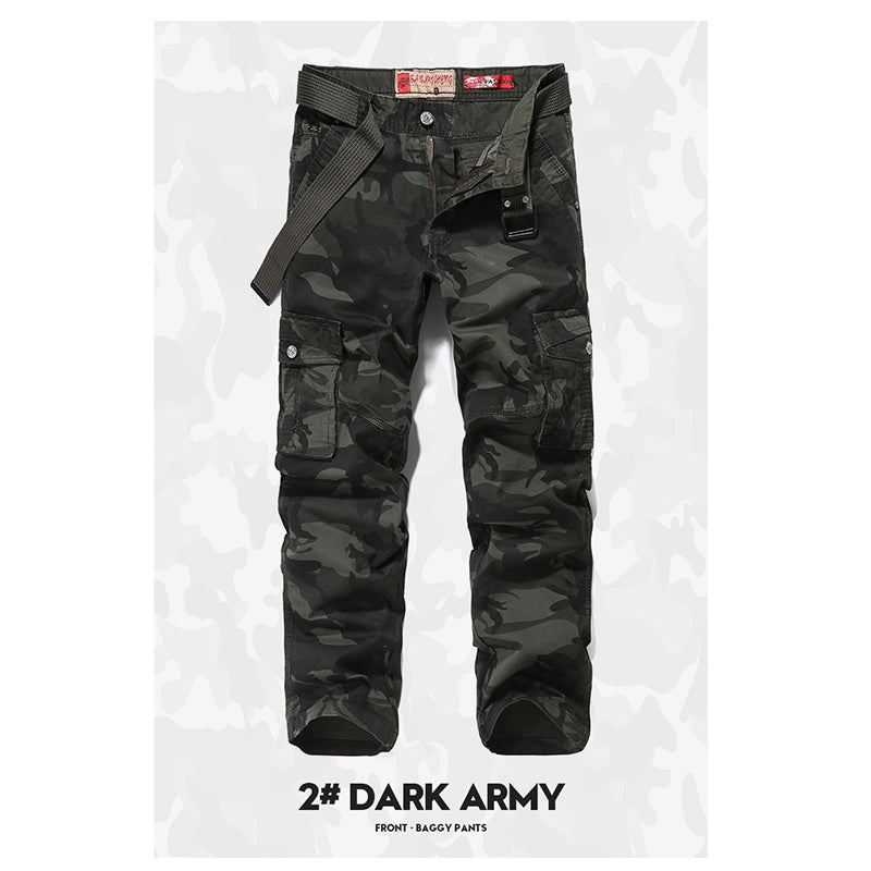 Lässige Camouflage-Hose mit geradem Bein und mehreren Taschen, Cargohose mit entspannter Passform | K5705-A