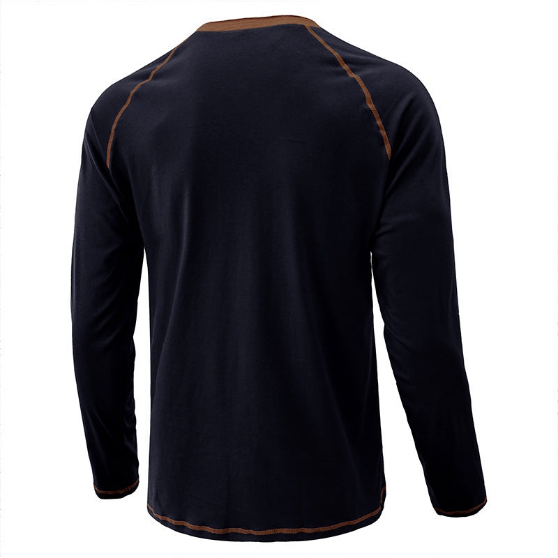 Herrenhemd, langärmeliges, leichtes Henley-T-Shirt aus Baumwolle | 2237