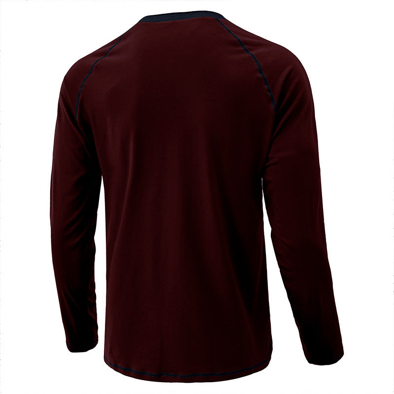 Herrenhemd, langärmeliges, leichtes Henley-T-Shirt aus Baumwolle | 2237