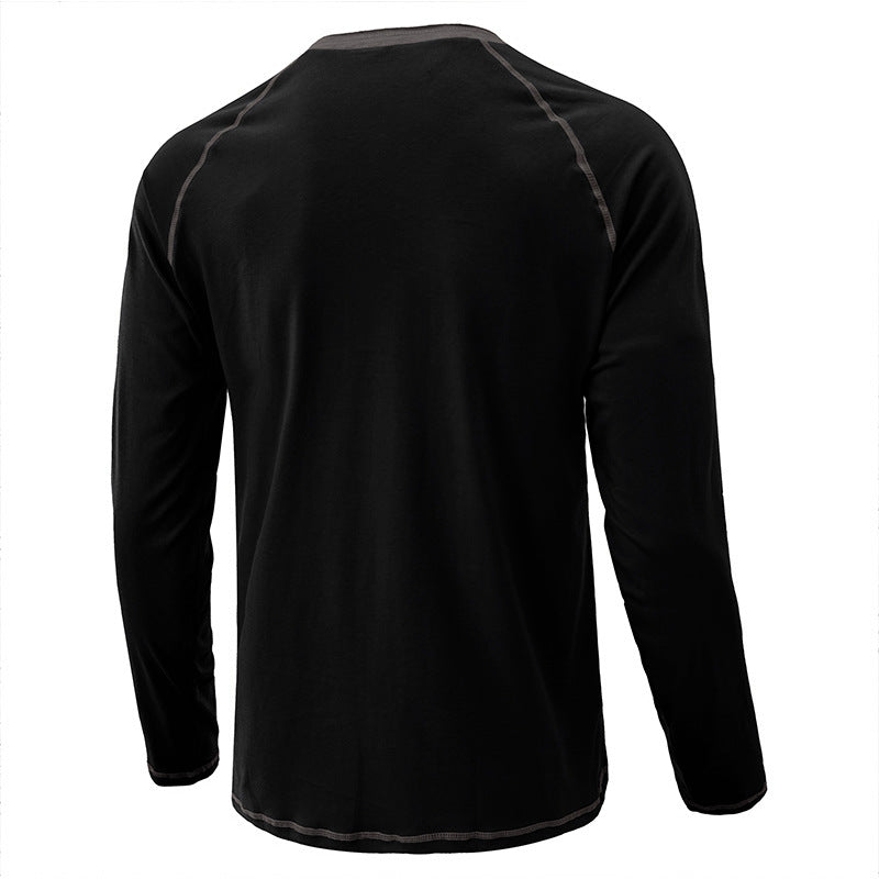 Herrenhemd, langärmeliges, leichtes Henley-T-Shirt aus Baumwolle | 2237