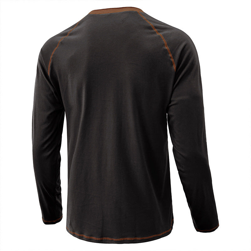 Herrenhemd, langärmeliges, leichtes Henley-T-Shirt aus Baumwolle | 2237